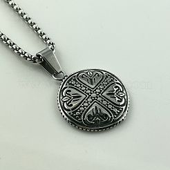 Punk Style 304 Stainless Steel Heart Cross Pendant Necklaces Vintage Trendy Men 304 Stainless Steel Jewelry&nbsp;TC5378