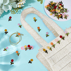 60Pcs 6 Colors Polyester Flowers&nbsp;FIND-MA0001-26