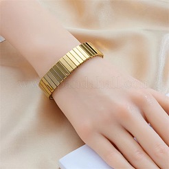 304 Stainless Steel Elastic Rectangle Link Bangles for Unisex&nbsp;WG35402-01