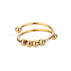 201 Stainless Steel Round Beaded Spinner Rings&nbsp;WG5F549-02