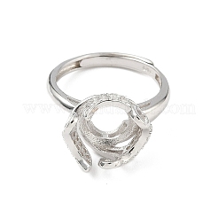 Rhodium Plated 925 Sterling Silver Micro Pave Clear Cubic Zirconia Adjustable Ring Components&nbsp;STER-NH0017-01P