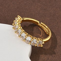 Brass Micro Pave Cubic Zirconia Finger Rings&nbsp;RJEW-H258-12G