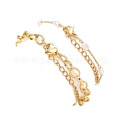 2Pcs 2 Styles 316 Surgical Stainless Steel Plastic Imitation Pearl Beads Link Bracelets & 304 Stainless Steel Charm Bracelets Set for Women&nbsp;BJEW-JB12423