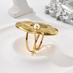 Oval 304 Stainless Steel Open Cuff Ring&nbsp;RJEW-R014-01G