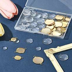 DIY Blank Dome 201 Stainless Steel Cabochon Connector Making Kits&nbsp;DIY-FS0008-30