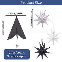 6Pcs 3 Colors Paper Star Pendant Decorations&nbsp;HJEW-GF0001-66B