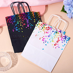 12Pcs 2 Colors Colorful Hot Stamping Heart Paper Gift Tote Bags&nbsp;ABAG-TA0001-57B