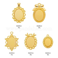 5Pcs 5 Style Alloy Pendant Cabochon Settings&nbsp;FIND-FS0001-05G