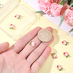 8Pcs Brass Enamel Peach Charms&nbsp;KK-BBC0025-20