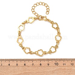 304 Stainless Steel Flower Link Chain Bracelets for Women&nbsp;BJEW-F536-23G
