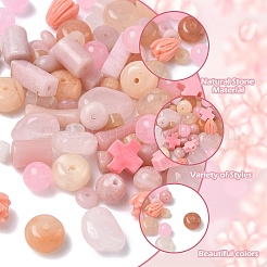 130Pcs 11 Styles Synthetic Coral & Natural Pink Opal & Dyed Malaysia Jade & Rose Quartz & Pink Aventurine Beads&nbsp;G-YW0002-98