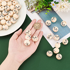 Printed Wood European Beads&nbsp;WOOD-PH0002-55