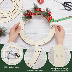8Pcs 4 Styles Wreath Frames for Crafts&nbsp;WOOD-FG0001-33