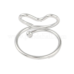 Non-Tarnish 304 Stainless Steel Heart Open Cuff Ring for Women&nbsp;RJEW-C097-05P