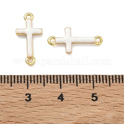 Brass Enamel Religion Cross Links Connector Charms&nbsp;KK-D229-07G-03