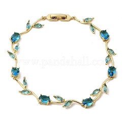 Leaf Brass Micro Pave Cubic Zirconia Link Chain Bracelets for Women&nbsp;BJEW-D455-01G