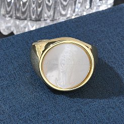 Brass & White Shell Cuff Open Rings&nbsp;KK-CBA56EF-42B-G