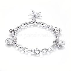 Tarnish Resistant 304 Stainless Steel Charm Bracelets&nbsp;BJEW-G544-05P