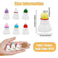 28Pcs 7 Colors Sport Ball Theme Opaque Resin Pendants&nbsp;RESI-FH0001-58
