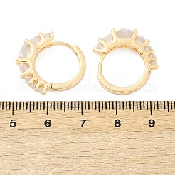 Brass Clear Cubic Zirconia Hoop Earrings&nbsp;EJEW-Q016-14G