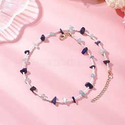 3Pcs 3 Styles Natural Lapis Lazuli & Aquamarine & Amethyst & Rose Quartz & Green Aventurine & Citrine Chip & Glass Seed Baeded Necklaces for Women&nbsp;NJEW-JN05603