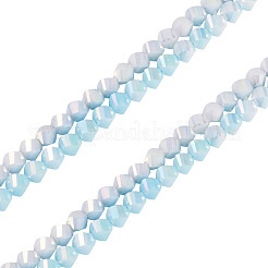 2Strands 2 Colors Anti-Tarnish Electroplate Glass Beads Strands&nbsp;GLAA-TA0003-78
