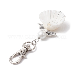 4Pcs 4 Styles Angel Alloy & Wire Wrapped Natural Shell Pendant Decorations&nbsp;HJEW-JM02017
