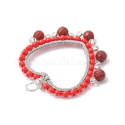 Wire Wrapped Natural Red Jasper & Glass Bead Pendants&nbsp;PALLOY-MZ00201