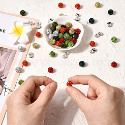 Christmas Theme 84Pcs 7 Colors Handmade Polymer Clay Rhinestone Round Beads&nbsp;RB-PA0001-06