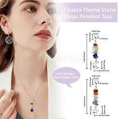 20Pcs 2 Styles Chakra Theme Natural Gemstone Pendant Decorations&nbsp;HJEW-CN0001-24
