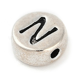 925 Sterling Silver Flat Round with Letter Beads&nbsp;LS-STER-G044-01AS-N