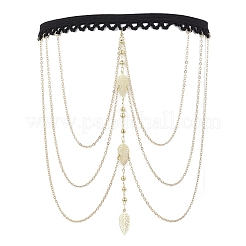 Brass Layered Leaf Tassel Thigh Leg Chains&nbsp;AJEW-AN00656
