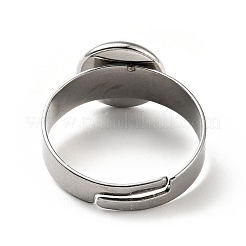Flat Round K9 Glass Adjustable Ring&nbsp;RJEW-G253-01C-P