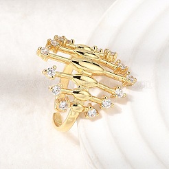 Brass Micro Pave Cubic Zirconia Cuff Open Rings&nbsp;RJEW-P186-01G
