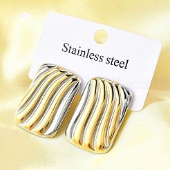 Rectangle 304 Stainless Steel Two Tone Stud Earrings&nbsp;EJEW-D308-10B-PG