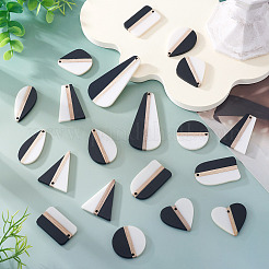 20Pcs 10 Styles Resin & Natural Wood Pendants&nbsp;RESI-TA0004-48