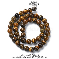 Natural Grade AB Tiger Eye Round Beads Strands&nbsp;G-YW0001-58B