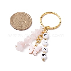 Alloy Enamel Acrylic with Natural Rose Quartz Keychain&nbsp;KEYC-JKC00806-04