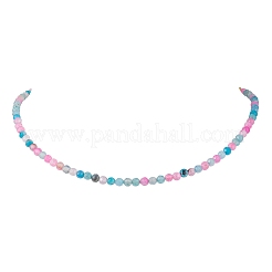 Faceted Round Natural Agate(Dyed & Heated) Beaded Necklaces for Women&nbsp;NJEW-JN04659-05