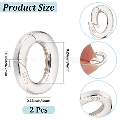 2Pcs 925 Sterling Silver Spring Gate Rings&nbsp;STER-CN0001-46