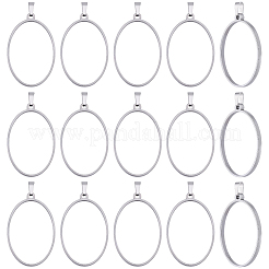 20Pcs 304 Stainless Steel Open Back Bezel Pendants&nbsp;PALLOY-BBC00012