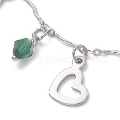3Pcs 3 Colors 304 Stainless Steel & Alloy Rhinestone Charms Bracelets&nbsp;BJEW-JB12447