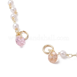 Brass & ABS Imitation Pearl & Cubic Zirconia Beaded Chain Bracelet Making&nbsp;AJEW-JB01150-37