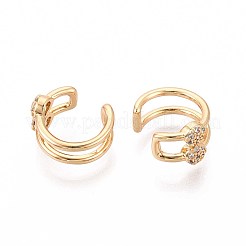 Brass Micro Pave Clear Cubic Zirconia Cuff Earrings&nbsp;EJEW-T047-64G