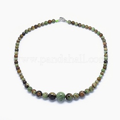 Natural Green Opal Graduated Beads Necklaces and Bracelets Jewelry Sets&nbsp;SJEW-L132-04