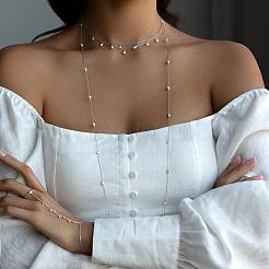 Sterling Silver Clear Cubic Zirconia Round Link Chain Necklaces&nbsp;ID1679-4