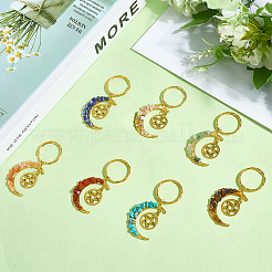 Chakra Theme Moon & Star Alloy Gemstone Keychain&nbsp;KEYC-SC0001-49
