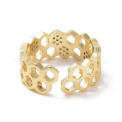 Clear Cubic Zirconia Honeycomb Open Ring&nbsp;X-RJEW-P032-25G