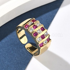 Brass Micro Pave Cubic Zirconia Cuff Open Rings&nbsp;RJEW-C158-04G