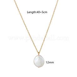 Summer Natural Freshwater Pearl Oval Safety Button Pendant Necklaces&nbsp;ZU8498